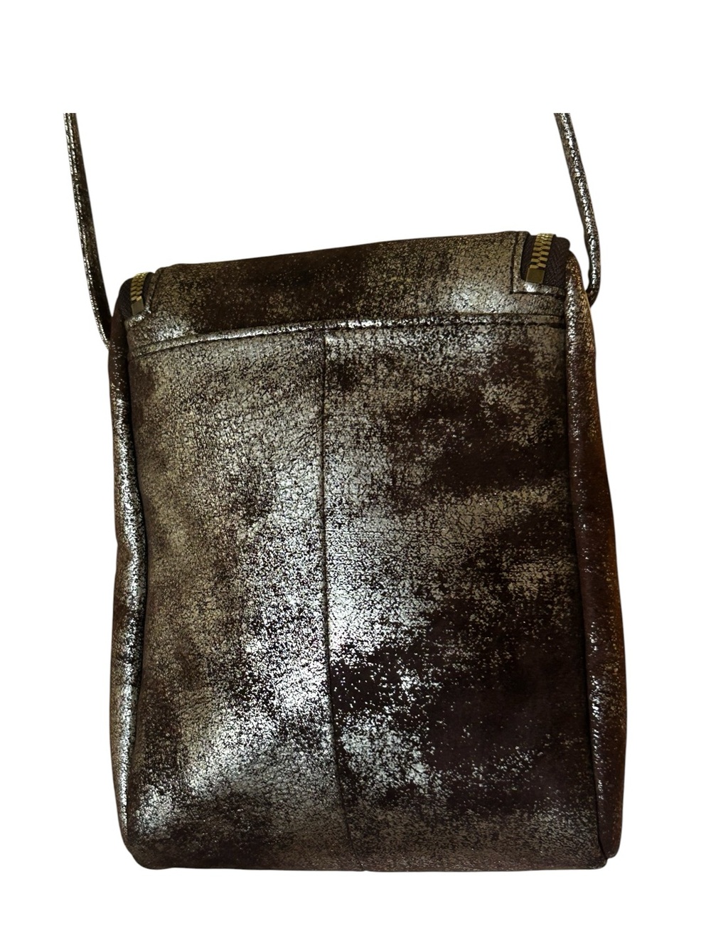 HOBO INTERNATIONAL Fern Metallic Shimmer Crossbody Bag with Brown/Gold Accents - Picture 3 of 17